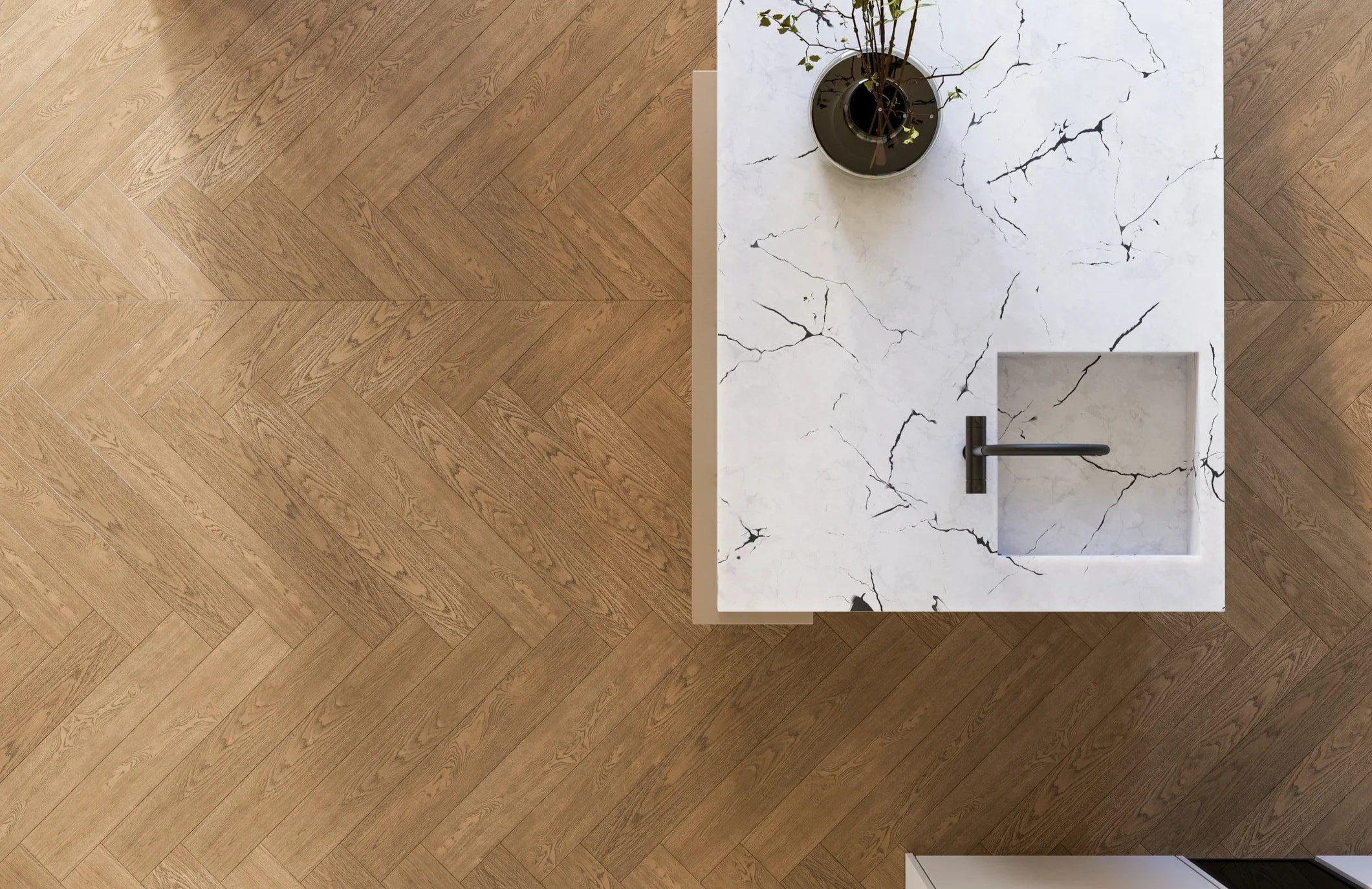 Herringbone Kitchen Floor
